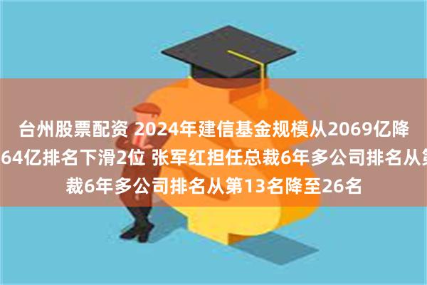 台州股票配资 2024年建信基金规模从2069亿降至1905亿缩水164亿排名下滑2位 张军红担任总裁6年多公司排名从第13名降至26名
