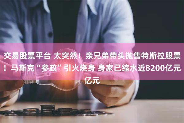 交易股票平台 太突然！亲兄弟带头抛售特斯拉股票！马斯克“参政”引火烧身 身家已缩水近8200亿元
